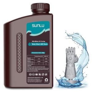 SUNLU 2KG Water-Washable ABS-Like Resin, Combines Toughness & Easy Wash, Non-Brittle High Precision Resin with Low Shrinkage & Fast Curing, for Most LCD/DLP/SLA 3D Printers, 2000G Grey