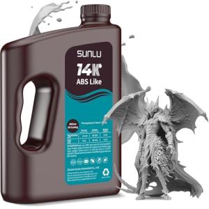 SUNLU 14K ABS-Like 3D Printer Resin 2.0, Superior Precision, for Detail Printing Miniatures, Smooth Matte Surface,405nm UV Curing Photopolymer 3D Resin, 3KG, Grey