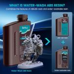 SUNLU 2KG Water-Washable ABS-Like Resin, Combines Toughness & Easy Wash, Non-Brittle High Precision Resin with Low Shrinkage & Fast Curing, for Most LCD/DLP/SLA 3D Printers, 2000G Grey