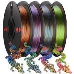 PLA Filament Bundle, 1.75mm Silk PLA Filament Tricolor Gradient PLA, 3D Printer Filament Dimensional Accuracy +/-0.02mm, 250g x 4 Spools,Fit for 3D Printers and 3D Pens