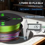 PLA Filament Bundle, 1.75mm Silk PLA Filament Tricolor Gradient PLA, 3D Printer Filament Dimensional Accuracy +/-0.02mm, 250g x 4 Spools,Fit for 3D Printers and 3D Pens