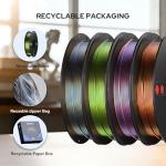 PLA Filament Bundle, 1.75mm Silk PLA Filament Tricolor Gradient PLA, 3D Printer Filament Dimensional Accuracy +/-0.02mm, 250g x 4 Spools,Fit for 3D Printers and 3D Pens