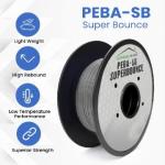 PEBA Filament 1.75mm Full 1kg SpoolHaus Super Bounce | High Rebound Flexible Filament | The Super TPU 78% Energy Return | Bouncy Airless Basketball 3D Printer Filament Lightweight Grey 1kg