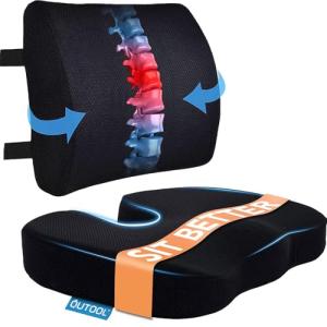 Memory Foam Coccyx Cushion & Lumbar Support Pillow