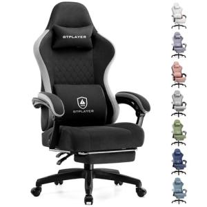 Ergonomic Gaming Chair with Lumbar Support and Footrest