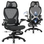 ELABEST X100 Ergonomic Office Chair with Footrest, Big and Tall Home Desk Chair with 5D Flip-Up Arms, Adjustable 3D Lumbar Support,High Back Rolling Computer Chair, Swivel Mesh Chairs (Midnight Mist)