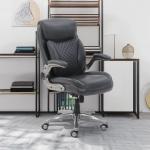 High-Back Ergonomic Leather Executive Chair with Lumbar Support