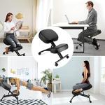 Kneeling Chair Ergonomic for Office, Adjustable Stool for Home and Office - Improve Your Posture with an Angled Seat - Thick Moulded Foam Cushions - Brake and Smooth Gliding Casters