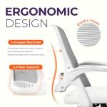 NEO CHAIR Office Desk Computer Gaming Ergonomic Chair with Lumbar Back Support Adjustable Height Swivel Wheels Flip-up Arms Mesh Chair for Home or Office (Ivory)