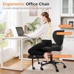 Cross Legged Office Chair, Ergonomic Criss Cross Chair with Wheels, 360° Swivel Height-Adjustable Meditation Chair for Yoga & ADHD, Wide Kneeling Chair with Strong Lumbar Support (Black) BPY01B