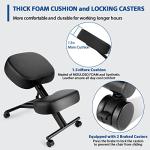 Kneeling Chair Ergonomic for Office, Adjustable Stool for Home and Office - Improve Your Posture with an Angled Seat - Thick Moulded Foam Cushions - Brake and Smooth Gliding Casters
