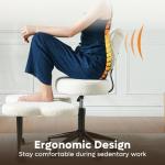 Pinmoco Ergonomic Cross Legged Chair, 360° Swivel Meditation Chair with Wheels, Height Adjustable Seat for ADHD, Strong Lumbar Support, Chic Home Office Furniture, Teddy Fabric, Off White