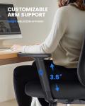 NOBLEWELL Ergonomic Office Chair with Padded Lumbar Support, 2D Headrest, Adjustable Armrests, Upgraded Contoured Seat Cushion, 130° Rocking Tilt, Computer Chair for Home Office, NWOC1-1