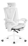 Misolant Ergonomic Office Chair with Footrest, Ergonomic Desk Chair with Adjustable 2D Lumbar Support, High Back Computer Chair with Adjustable Headrest, White Comfortable Leather Office Chairs
