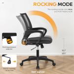 BestOffice | Ergonomic Office Chair | Mid-Back Swivel Desk Chair | Breathable Backrest & Lumbar Support | Adjustable Height | Sponge Seat | Rolling Wheels | Dark Black | for Adults & Women
