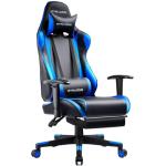 GTRACING Gaming Chair with Footrest, Ergonomic Computer Game Desk Chair, Reclining Game Chair Seat Height Adjustment, Swivel Rocker with Headrest and Lumbar (Blue)