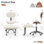 Bestier Meditation Chair with Wider Bentwood Back Support, Ergonomic Cross Legged Office Chair for Adults up to 300 lbs, 360° Swivel Adjustable Height for Multi Position (Contemporary Bentwood, White)