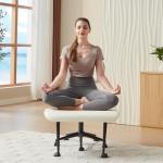 Bestier Meditation Chair with Wider Bentwood Back Support, Ergonomic Cross Legged Office Chair for Adults up to 300 lbs, 360° Swivel Adjustable Height for Multi Position (Contemporary Bentwood, White)