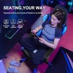 GTRACING Gaming Chair with Footrest, Ergonomic Computer Game Desk Chair, Reclining Game Chair Seat Height Adjustment, Swivel Rocker with Headrest and Lumbar (Blue)