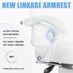 Misolant Ergonomic Office Chair with Footrest, Ergonomic Desk Chair with Adjustable 2D Lumbar Support, High Back Computer Chair with Adjustable Headrest, White Comfortable Leather Office Chairs