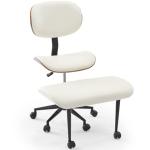 Bestier Meditation Chair with Wider Bentwood Back Support, Ergonomic Cross Legged Office Chair for Adults up to 300 lbs, 360° Swivel Adjustable Height for Multi Position (Contemporary Bentwood, White)