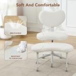 Ergonomic Cross Legged Chair with Wheels,360° Swivel Meditation Chair,ADHD Chair, Criss Cross Desk Chair with Lumbar Support and Adjustable Stool, Flexible Design for Fidgety Sitters, Ivory