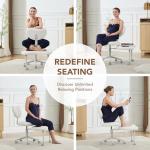 Ergonomic Cross Legged Chair with Wheels,360° Swivel Meditation Chair,ADHD Chair, Criss Cross Desk Chair with Lumbar Support and Adjustable Stool, Flexible Design for Fidgety Sitters, Ivory