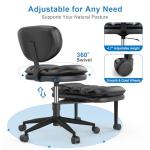 Cross Legged Office Chair, Ergonomic Cloud Criss Cross Desk Chair, Meditation Chair with Wheels, Height Adjustable Seat for ADHD, Wide Kneeling Chair with Back Support