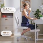 Ergonomic Cross Legged Chair with Wheels,360° Swivel Meditation Chair,ADHD Chair, Criss Cross Desk Chair with Lumbar Support and Adjustable Stool, Flexible Design for Fidgety Sitters, Ivory