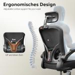 DEVAISE Office Chair High Back Mesh Ergonomic Desk Chair with Flip-up Armrests, Adjustable Headrest and Lumbar Support, Black