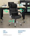 FDW Office Chair Computer High Back Adjustable Ergonomic Desk Chair Executive PU Leather Swivel Task Chair with Armrests Lumbar Support (Black)