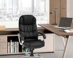FDW Office Chair Computer High Back Adjustable Ergonomic Desk Chair Executive PU Leather Swivel Task Chair with Armrests Lumbar Support (Black)