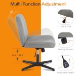 DUMOS Criss Cross Chair Legged Office Wide Comfy Desk Seat, No Wheels Armless Computer Task Seating, Swivel Vanity Home Height Adjustable