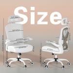 Ergonomic Office Chair for Back & Neck Pain Relief, Virgin Foam Seat, 2D Adjustable Lumbar & 3D Headrest, Tilt & Rock for Relaxation, Ideal for Long Sitting Comfort, White/Gold