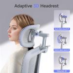 LarkLeaves Office Chair with Footrest, Ergonomic Chair with 3D Headrest, Computer Chair with Adjustable Backrest & 3D Armrest, Gaming Chair with Adaptive Lumbar Support, Mesh Backrest & Cushion, Grey