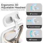 Ergonomic Office Chair for Back & Neck Pain Relief, Virgin Foam Seat, 2D Adjustable Lumbar & 3D Headrest, Tilt & Rock for Relaxation, Ideal for Long Sitting Comfort, White/Gold