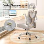 Ergonomic Office Chair for Back & Neck Pain Relief, Virgin Foam Seat, 2D Adjustable Lumbar & 3D Headrest, Tilt & Rock for Relaxation, Ideal for Long Sitting Comfort, White/Gold