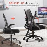 GTRACING Ergonomic Office Chair with Flip-up Armrests Executive Computer Chair for Home Office, Breathable Mesh & Comfy Lumbar Support, Black
