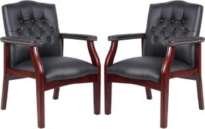 Set of 2 Ergonomic Leather Office Guest Chairs