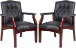 Set of 2 Leather Office Chairs Ergonomic Executive Guest Chairs for Reception