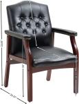 Set of 2 Leather Office Chairs Ergonomic Executive Guest Chairs for Reception