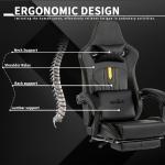 Ergonomic Gaming Chair with Footrest and Massage