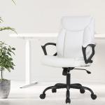 Home Office Chair Ergonomic PU Leather Desk Chair Mid Back, Swivel and Armrests
