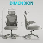 Ergonomic Gray Office Chair with Flip-Up Armrests