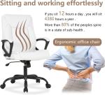 Home Office Chair Ergonomic PU Leather Desk Chair Mid Back, Swivel and Armrests