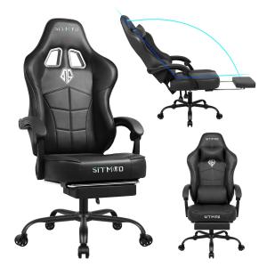 Ergonomic Gaming Chair with Footrest for Adults