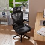 Black Computer Desk Chair Ergonomic Office Chair  with Wheels Flip-Up Armrests