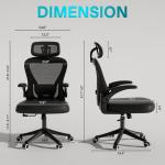 Black Computer Desk Chair Ergonomic Office Chair  with Wheels Flip-Up Armrests