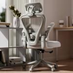 Ergonomic Gray Office Chair with Flip-Up Armrests