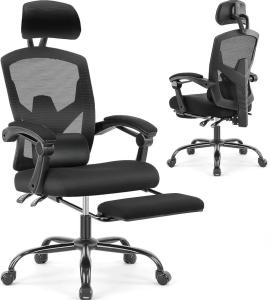 Adjustable Ergonomic Mesh Office Chair with Footrest